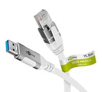 goobay 15m Cable LAN a USB ofrece una transferencia de datos de 1 Gbit - Conecta el router con el portátil o PC mediante USB A 3.0 a RJ45 Ethernet CAT 6, sustituyendo el adaptador USB a LAN - 74164