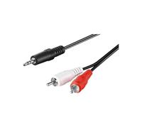 Goobay 1m Cable de Audio 3.5mm - 2x RCA Negro, Rojo, Blanco - Compatible con Dispositivos de 3.5mm, Altavoces y Amplificadores