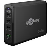 Goobay Cargador 240 W 65885 – Compacto ultrarrápido USB-C GAN para 4 dispositivos