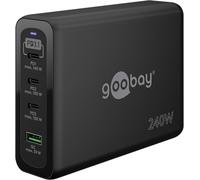Goobay Cargador 240 W 65885 – Compacto ultrarrápido USB-C GAN para 4 dispositivos