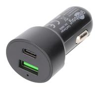 goobay 39908 - Cargador de Coche con 2 Puertos USB-C PD (Power Delivery), Mini Encendedor de Cigarrillos Doble Cargador USB, Coche y camión (12 V/24 V), 48 W, Color Negro