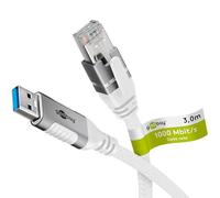 goobay 3m Cable LAN a USB ofrece una transferencia de datos de 1 Gbit - Conecta el router con el portátil o PC mediante USB A 3.0 a RJ45 Ethernet CAT 6, sustituyendo el adaptador USB a LAN - 74160