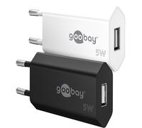 Goobay Adaptador de corriente USB 44949 – 1 A (5W), compacto con electrónica de protección, Negro