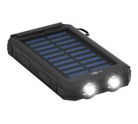 Goobay 49216 Powerbank de 8000 mAh Cargador Solar portátil/Carga rápida con 2 linternas/Batería Externa móvil/Uso Universal para Smartphone, iPhone, Android y Tablet / 2 Puertos USB-A QC 3.0