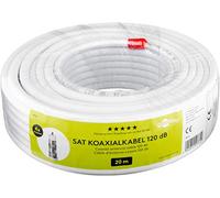goobay 49761 - Cable coaxial de satélite (120 dB, apantallado, CCS, 20 m), Color Blanco