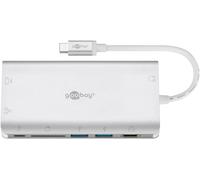 goobay 49850 Adaptador multipuerto USB-C 3.0 / Distribuidor 9 Puertos HDMI/VGA/USB C PD / 2X USB 3.0 / RJ45 / Audio de 3,5 mm/Lector de Tarjetas SD y microSD/Aluminio