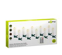 goobay 49873 10 velas de Navidad LED inalámbricas con mando a distancia - temporizador para ambiente individual y regulador de intensidad, cera real, funcio con pilas, blancas