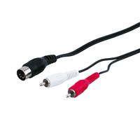 Goobay Adaptador de cable de audio 50014 - DIN 5 pines a 2 clavijas chinch (R/L) 1,5 m negro