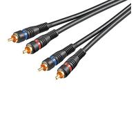 Goobay 50032 Cable de audio Cinch - cable coaxial de conexión estéreo - 2 x enchufe RCA a 2 x enchufe RCA - chapado en oro - apantallado 2 veces - negro - 1,5m