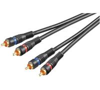 Goobay 50032 Cable de audio Cinch - cable coaxial de conexión estéreo - 2 x enchufe RCA a 2 x enchufe RCA - chapado en oro - apantallado 2 veces - negro - 1,5m