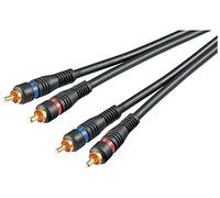 Goobay 50120 Cable de Audio Cinch - Cable coaxial de conexión estéreo - 2 x Enchufe RCA a 2 x Enchufe RCA - Chapado en Oro - apantallado 2 Veces - Negro - 5m