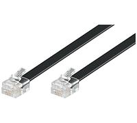 Goobay 50323 - RJ-12 Cable Telefónico de 10m para teléfonos fijos / Enchufe de Fax, Modem, Rúter, Internet / Conector Modular Negro