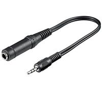 Goobay 50470 - Adaptador para auriculares (conector macho de 3,5 mm a conector hembra de 6,35 mm, longitud de cable de 0,2 m), color negro