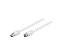 Goobay 50910 Cable de antena, conector coaxial niquelado a toma coaxial, cable coaxial apto para TV, HDTV, radio, DVB-T2, DVB-S, DVB-S2, DVB-C, apantallado doble, 70 dB, 75 Ohm, 0,5m, blanco