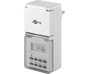 Goobay 51301 Temporizador Digital IP44, Blanco, Enchufe Alemán