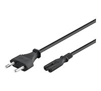 Goobay 51322 Euro cable de alimentación 2 polos Euro enchufe tipo C & C7 enchufe universal cable de alimentación Euro cable de conexión cable alargador negro 1,8m