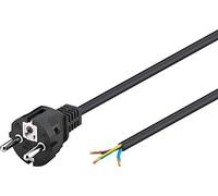 Goobay 51327 Cable de Contacto de protección Acodado para el Montaje/Clavija de Contacto de protección en línea Recta (Tipo F, CEE 7/7) para los Extremos de los Cables Sueltos/Negro / 1,5 Metros