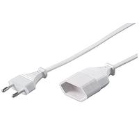 Goobay 51356 Alargador de cable de alimentación/cable de red/cable alargador para enchufe euro tipo C a toma euro tipo C / 2m / 250V / 0,75 mm² cable de plástico 2 / Blanco