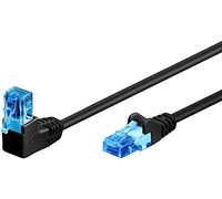 Goobay 51532 - Cable de Red (Cat. 6A, Conector de 90 Grados, Ethernet, PlayStation, Xbox, Cable LAN, DSL, U/UTP, RJ45), Color Negro