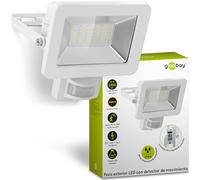 goobay 53882 Foco LED con detector de movimiento - Reflector LED de 30W - Luz blanca neutral 4000K - 2560 Lumen - Ángulo de haz 100 grados - Protección IP65 - Blanco