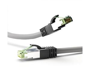 goobay 55135 RJ45 cable de conexión CAT 8.1 / enchufe RJ45 / 8K Gaming PS5 Playstation 5 & Xbox / 2.000 MHz/cable de red OFC/cable DSL/Gris/Cable LAN 0,5 m