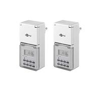 Goobay 55545 2X Temporizador Digital / IP44 / Programable/Interior y Exterior/Pantalla LCD/Fácil de Usar / -10°C - 40°C/Batería de Respaldo para 4 días/Blanco