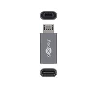 Goobay 55553 Adaptador de Cable USB Micro B USB C Gris - Adaptador para Cable (USB Micro B, USB C, Macho/Hembra, Gris)
