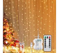 Goobay 57943 Cortina Navideña Luminosa con 300 LED, Alimentación USB Y Mando a Distancia Transparente