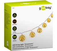 goobay 58119 Cadena de luces LED con función de temporizador, función de batería - Bolas marroquíes para colgar - Guirnalda de luces para interior con 10 LED - Blanco cálido (3000k) - IP20-1,3m