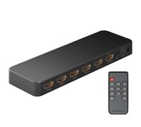 goobay 58479 HDMI Matrix Switch 4 a 2/Divisor Matrix Switch 4k @ 60 Hz/con mando a distancia para reproductor de Blu Ray, Xbox, PS5 y TV/conmutador de 4 entradas y 2 salidas,Schwarz
