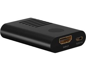 Goobay 58492 Amplificador de señal HDMI/repetidor 4K @60Hz - para Extender una conexión HDMI hasta 30m / Plano Carcasa Robusta de Aluminio/Negro