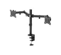 Goobay 58529 Soporte de Monitor para 2 monitores de Entre 17" y 32" (43-81cm) / Soporte de Monitor Ajustable en Altura Inclinación y Giro para Montaje en Mesa/VESA 75x75 y 100x100 hasta 8 kg