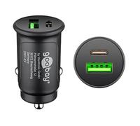 goobay 59521 Cargador de Coche de 2 Puertos con USB-C PD (Power Delivery), Mini Encendedor de Cigarrillos Dual USB Charger, Coche y camión (12 V/24 V), 27 W, Negro