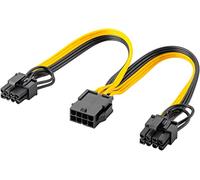 goobay 60000 - Cable de alimentación 8 pines hembra a doble 6 + 2 conectores para PCIe/Conectar tarjetas gráficas de 6 pines y 8 pines, tarjetas gráficas PCI Express, amarillo y negro, 2 x 23 cm