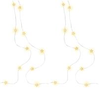 goobay 60332 - Guirnalda LED de alambre de plata/estrellas/cadena de luces con función de temporizador/blanco cálido (3000 K) / funciona con pilas (Paquete de 2)