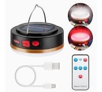 goobay Solar LED Mando a Distancia por infrarrojo IR/Linterna Camping Recargable USB/Lampara de Mesa / 6 Modos / 2000 mAh, Negro, Blanco, Dorado, Rojo