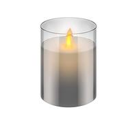 goobay 60370 Vela LED de cera real en vidrio / 10cm de altura/Velas sin llama con llama móvil/Velas a pilas/Decoración de mesa con LEDs/Velas LED con temporizador