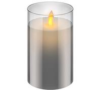goobay 60371 Vela LED de cera real en vidrio / 12,5cm de altura/Velas sin llama con llama móvil/Velas a pilas/Decoración de mesa con LEDs/Velas LED con temporizador