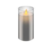 goobay 60372 Vela LED de cera real en vidrio / 15cm de altura/Velas sin llama con llama móvil/Velas a pilas/Decoración de mesa con LEDs/Velas LED con temporizador