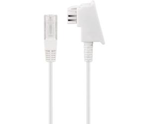 goobay 60668 Cable de router, cable telefónico, cable de conexión para DSL/ADSL/VDSL, enchufe TAE-F a enchufe RJ45 (8P2C), blanco