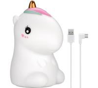 goobay 61649 Luz nocturna Infantil/LED unicornio/Luz quitamiedos/Ayuda para dormir/luz lactancia y decoración de habitaciones infantiles/Recargable / 7 cambios de color y 3 modos de luz