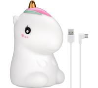 Goobay Luz nocturna infantil 61649 – LED unicornio recargable, 7 colores, 3 modos