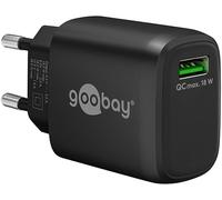 goobay 61671 Cargador rápido USB Quick Charge QC 3.0/18 W/1x Puerto USB-A/Enchufe de Pared USB/Carga hasta 4 Veces más rápido/Compatible con iPhone,Samsung Galaxy,AirPods