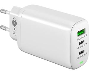 Goobay 61759 Cargador Multipuerto USB-C 65W Cargador Rápido PD Universal Adaptador de Corriente USB Enchufe Cargador rápido Samsung S22 iPhone 14 Blanco