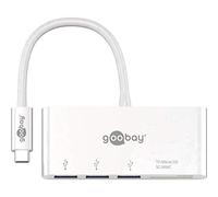 Goobay 62097 USB-C Adaptador multipuerto con tres puertos USB 3.0 + tarjeta Lector para tarjetas de memoria SD/MMC y MicroSD