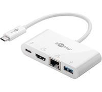 Goobay 62105 USB-C USB-C, USB 3.0, RJ45, HDMI Blanco adaptador de cable - Adaptador para cable (USB-C, USB-C, USB 3.0, RJ45, HDMI, Macho/Hembra, 0,15 m, Blanco)