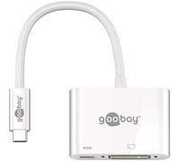 Goobay 62108 USB-C Adaptador DVI, PD, Color Blanco, Bolsa de plástico - amplía un Dispositivo de USB-C para un Conector DVI, 0.15 m