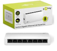 Goobay 64564 Conmutador de red Gigabit Ethernet de 8 puertos / Switch Ethernet LAN con máx. 1000 Mbit/s / Diseño sin ventilador / Conmutador Ethernet con plug & play / Distribuidor de datos optimizado