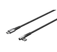 goobay 64660 - Cable USB-C a USB-C con ángulo de 90 grados/cargador rápido con 60 W y 20 V, conector de metal con protección contra torceduras, 2 m