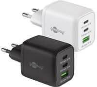 Power and charging adapter 230V to 2x USB-C and 1x USB-A PD (Quick charge) 65W, white